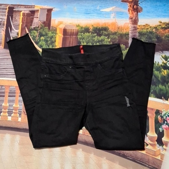 Spanx Black Distressed Skinny Pants Small‎ - Picture 1 of 6